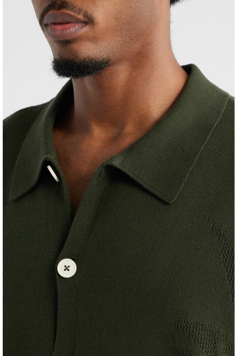 Green Pineapple Knit Short Sleeve Button-Up Shirt, Alternate, color, GREEN