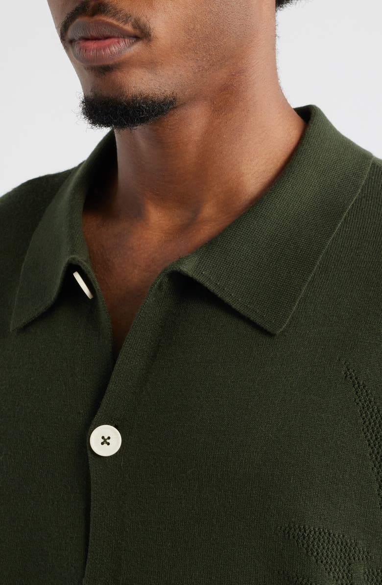 MAVRANS Green Pineapple Knit Short Sleeve Button-Up Shirt, Alternate, color, Green