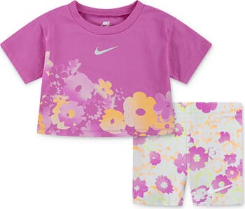 Kids' Wild Flower T-Shirt & Bike Shorts Set