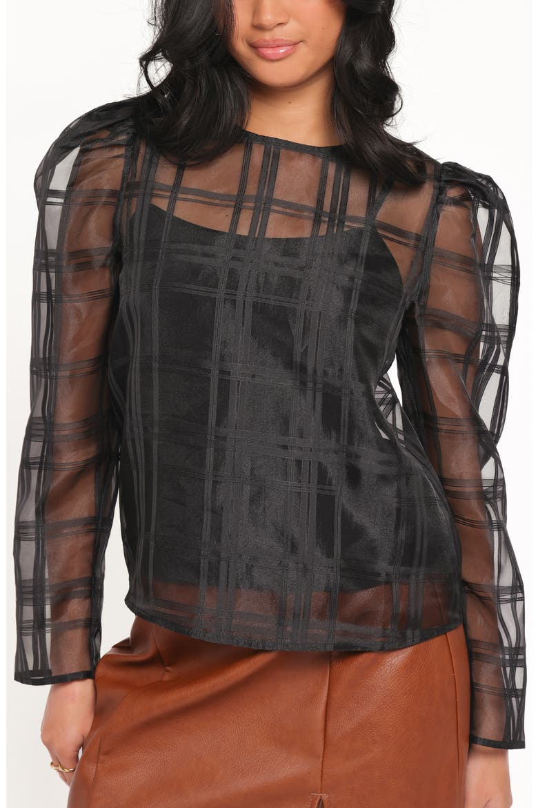 Peony Sheer Long Sleeve Shirt, Main, color, BLACK