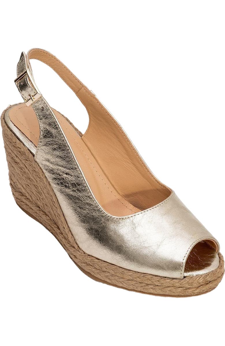 Forever & Always Shoes Ryan Suede Leather Espadrilles, Main, color, Gold Leather