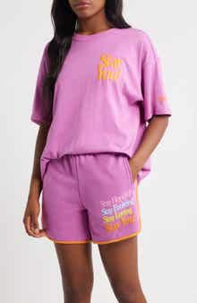 THE MAYFAIR GROUP Stay You Embroidered Oversize T-Shirt