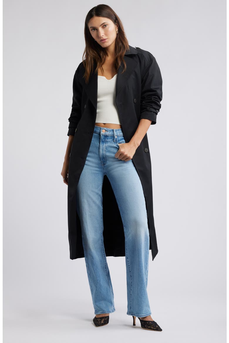 Belted Trench Coat, Alternate, color, BLACK
