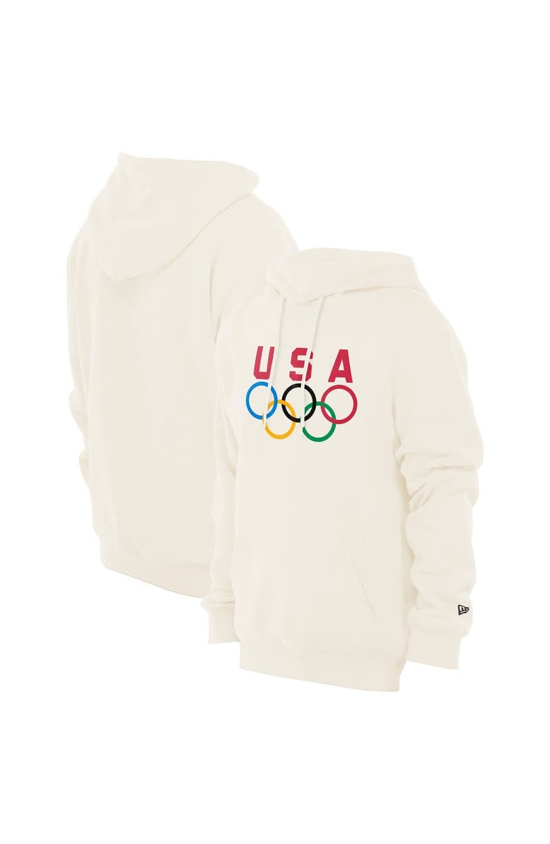 New Era Men's New Era  Cream Team USA 5 Rings Chrome Pullover Hoodie, Main, color, 