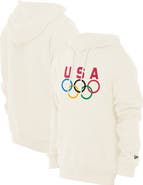 New Era Men's New Era  Cream Team USA 5 Rings Chrome Pullover Hoodie