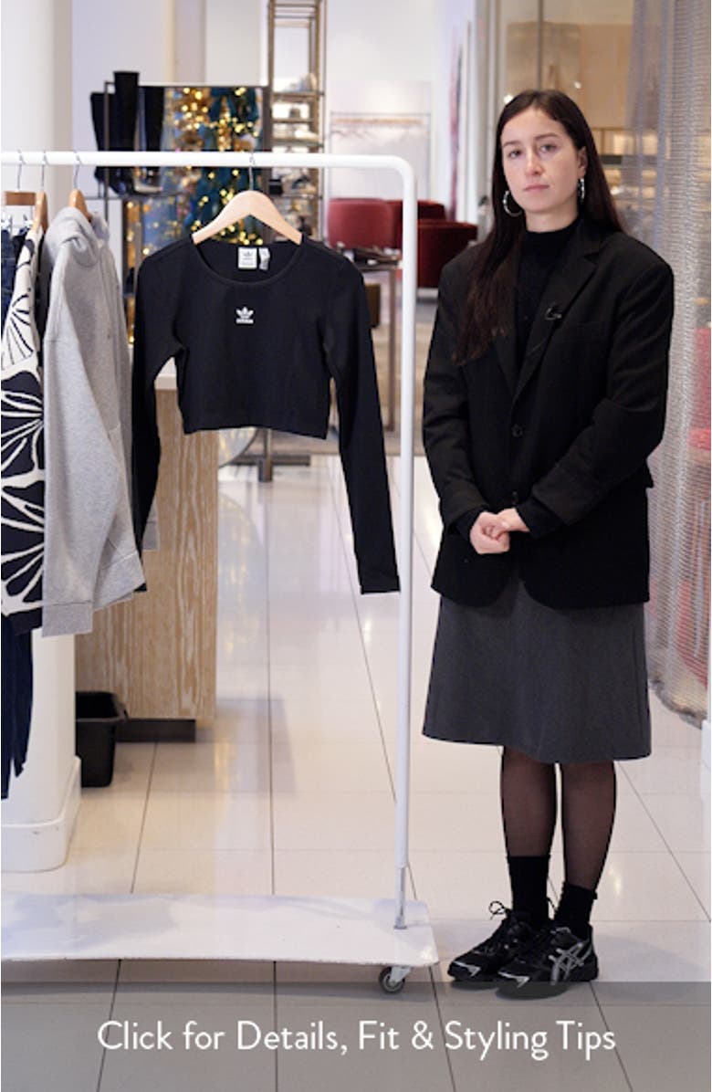 Trefoil Essentials Rib Long Sleeve Crop Top, sales video thumbnail