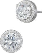 SAVVY CIE JEWELS Brilliant Cut Cubic Zirconia Halo Stud Earrings