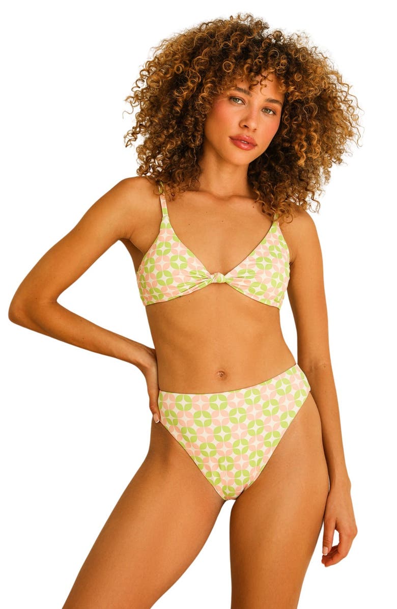 Dippin Daisys Zen Knotted Triangle Bikini Top, Main, color, Retro Pop
