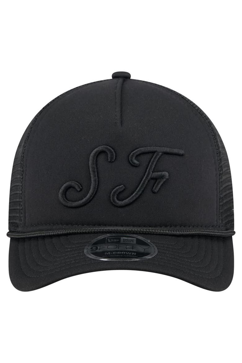 Men's New Era Black San Francisco Giants City Initial 9FORTY A-Frame M-Crown Adjustable Trucker Hat, Alternate, color, Black
