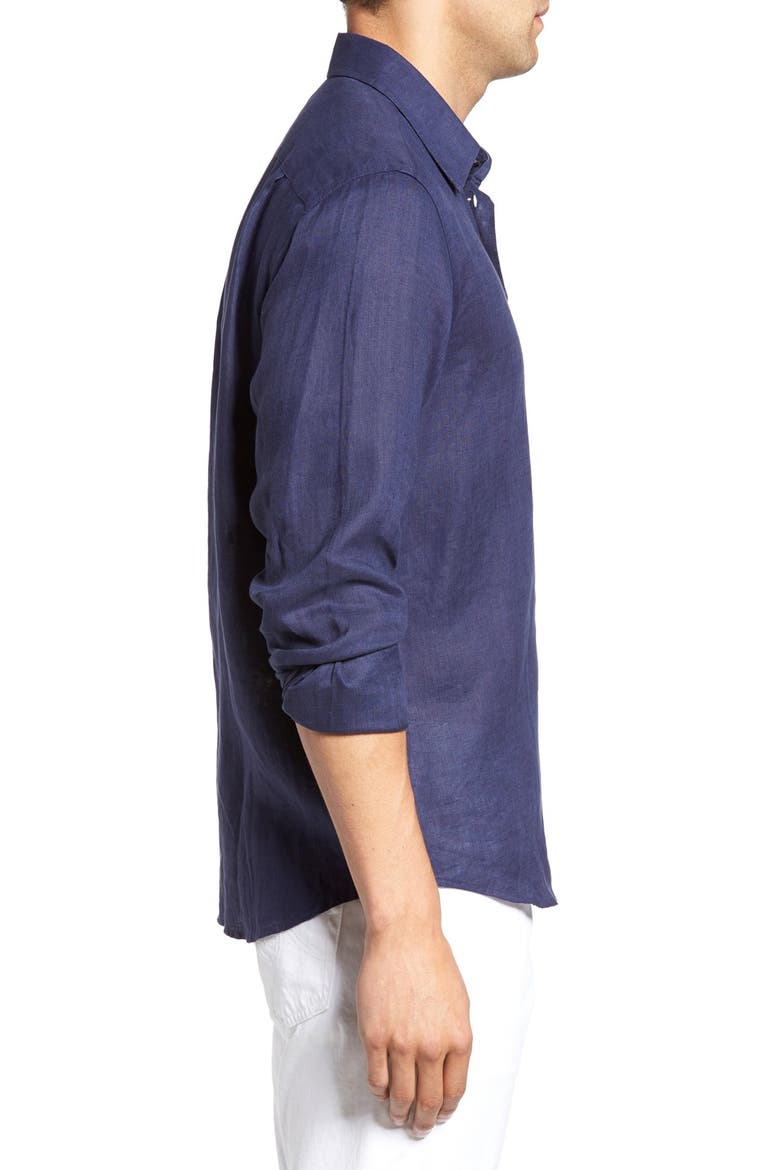 Men's Linen Solid Shirt, Alternate, color, NAVY