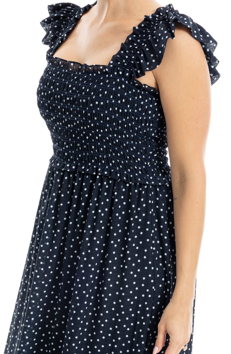 MAX STUDIO Flutter Sleeve Maxi Dress, Alternate, color, Dark Navy Demi Spaced Dot