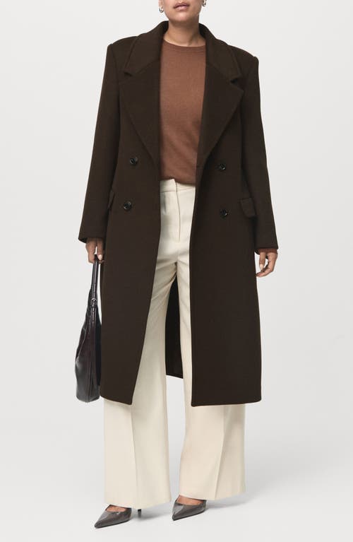 Mango Double Breasted Coat In Brown