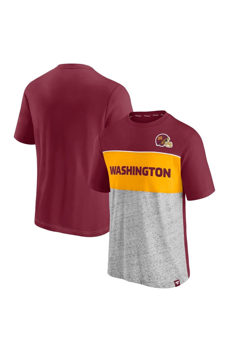 FANATICS Men's Fanatics Branded Burgundy/Heathered Gray Washington Football Team Colorblock T-Shirt, Alternate, color, 