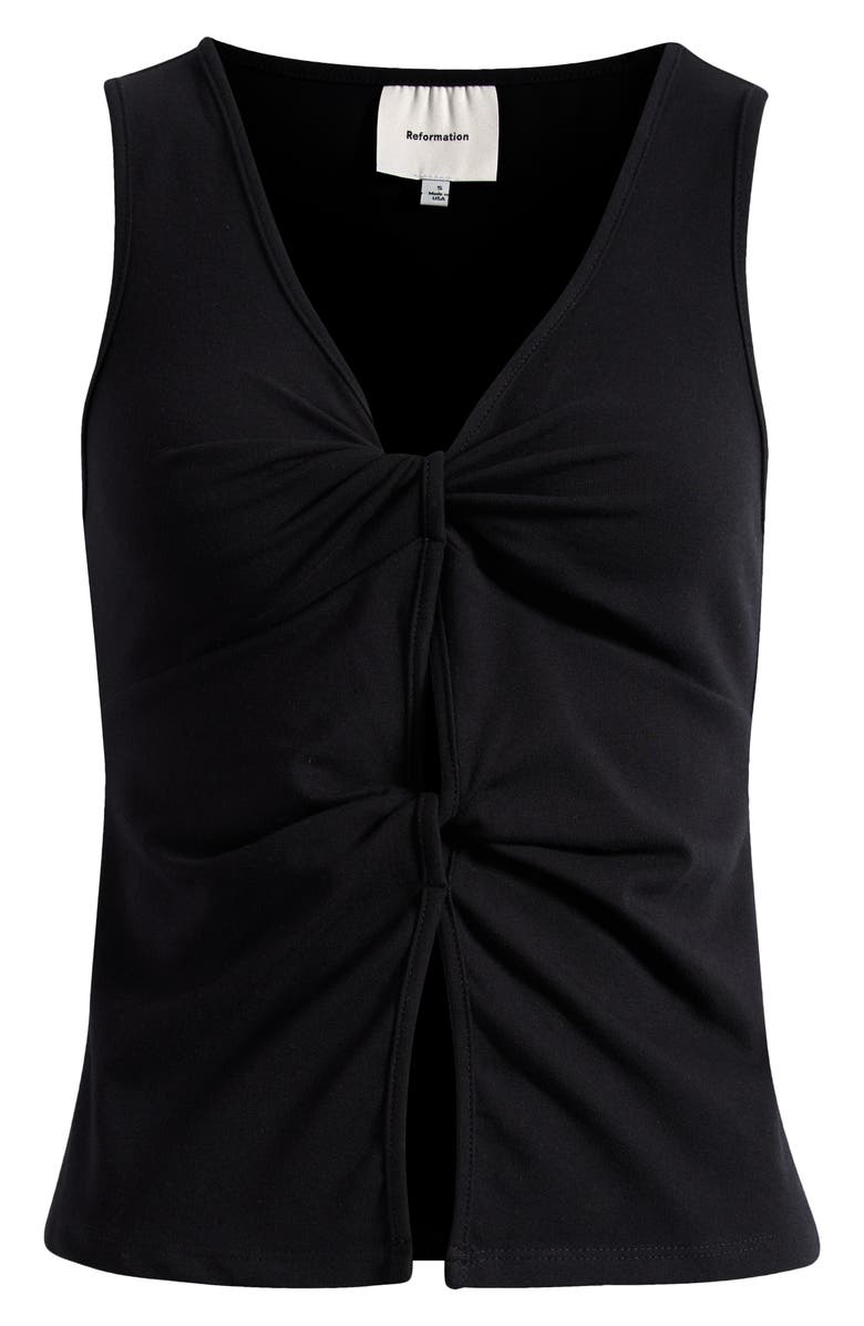 Reformation Tefi Twist Cutout Stretch Organic Cotton Tank, Alternate, color, Black