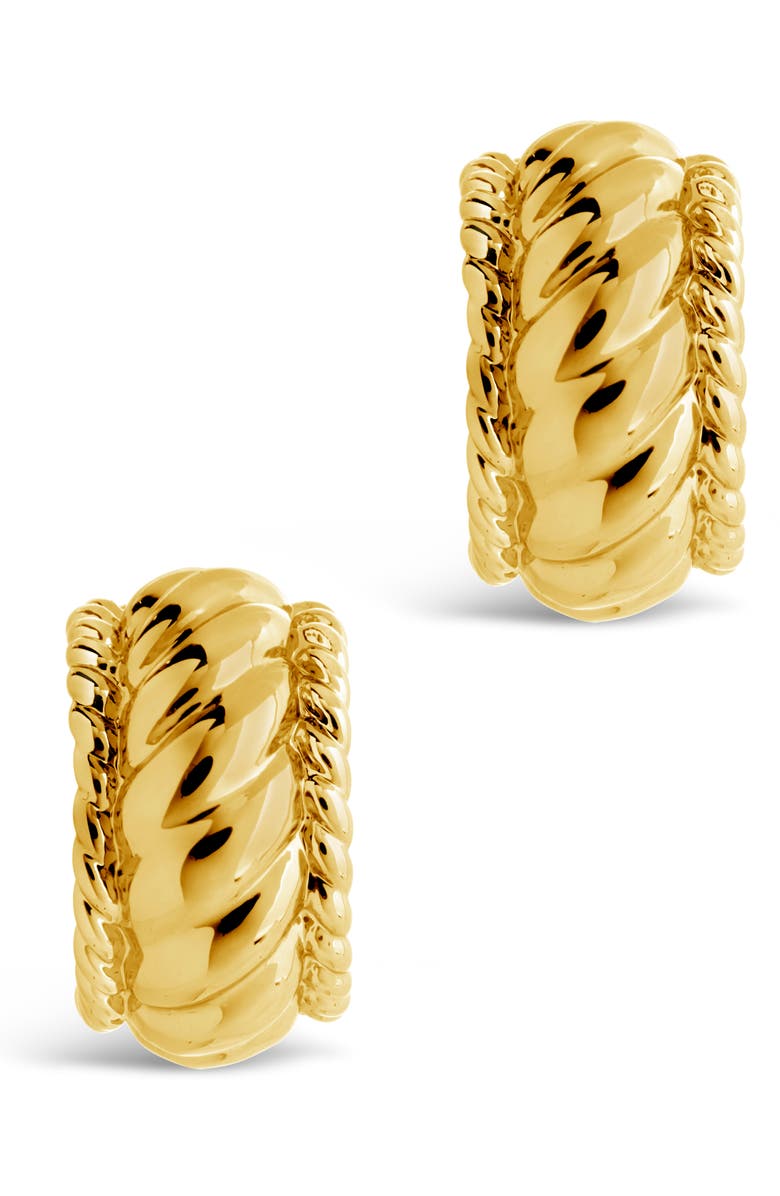 Sterling Forever Kalina Quilted Huggie Hoop Earrings, Alternate, color, Gold