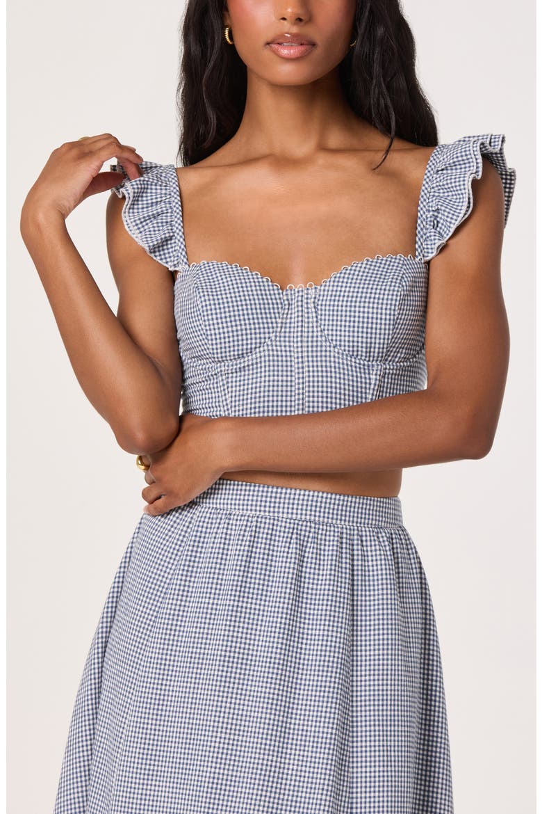 Wedelia Floral Lace-Up Crop Top, Alternate, color, BLUE GINGHAM
