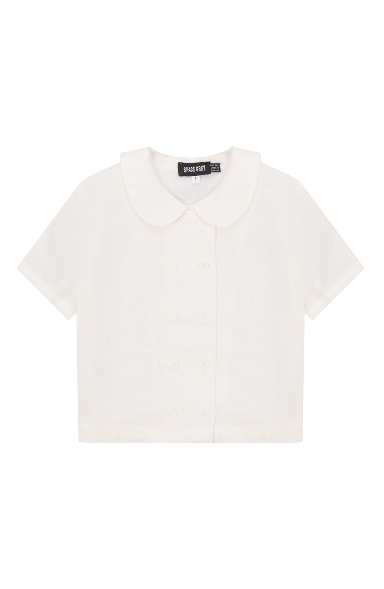 Space Grey Woven Double Breasted Short Sleeve Shirt, Main, color, Off White