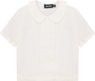 Space Grey Woven Double Breasted Short Sleeve Shirt