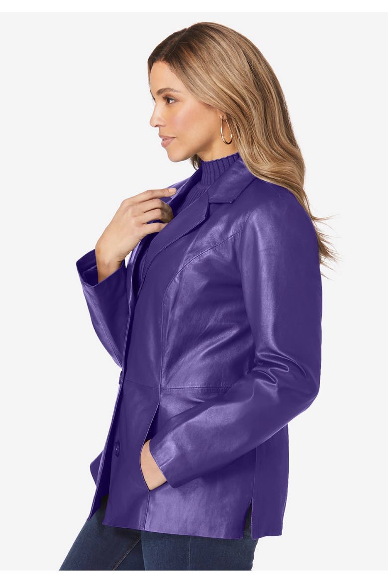 Leather Blazer, Alternate, color, MIDNIGHT VIOLET