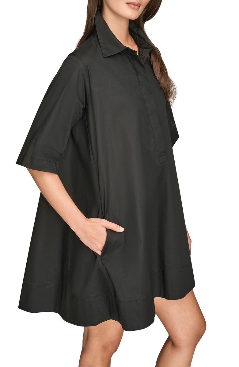 Donna Karan New York Elbow Sleeve Collar Dress, Alternate, color, Black
