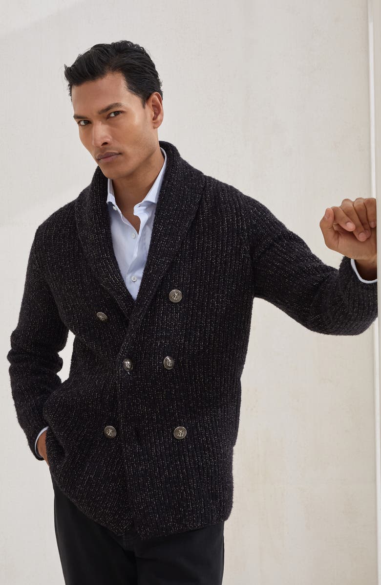 Brunello Cucinelli One-and-a-half breasted cardigan, Alternate, color, Black