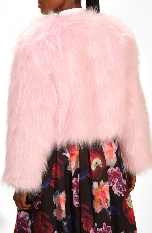 Isaac Mizrahi New York Crop Faux Fur Coat In Pink