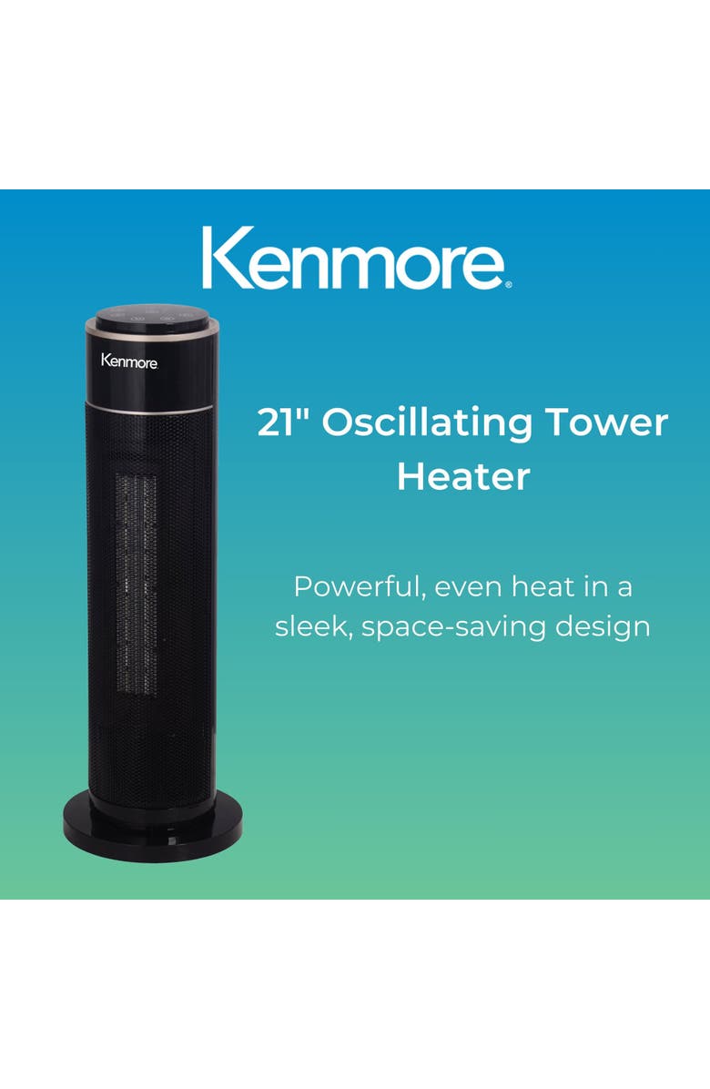 Kenmore 21 Inch Black Oscillating Tower Space Heater, Alternate, color, Black