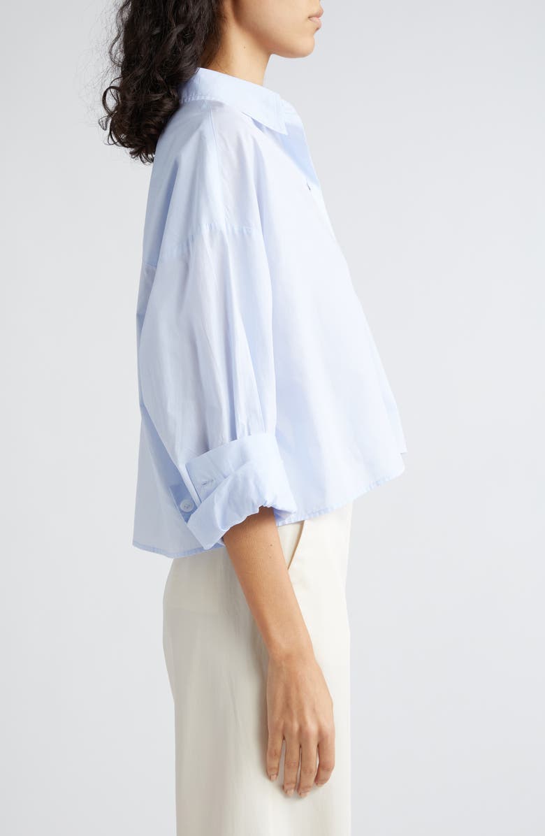 TWP Soon to Be Ex Cotton Button-Up Crop Shirt, Alternate, color, Baby Blue