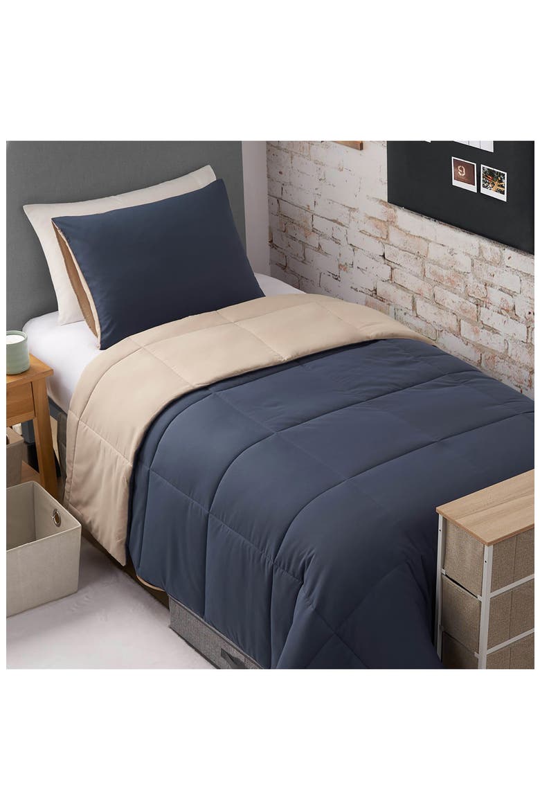 Reversible Comforter Set, Alternate, color, BLUE/ TAN