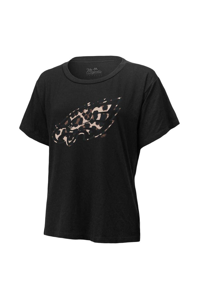 Women's Majestic Threads Jalen Hurts Black Philadelphia Eagles Leopard Player Name & Number T-Shirt, Alternate, color, Black