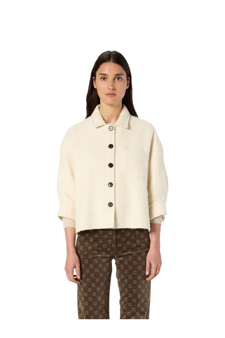 Ninon Cropped Plain Tweed Jacket, Main, color, Ecru