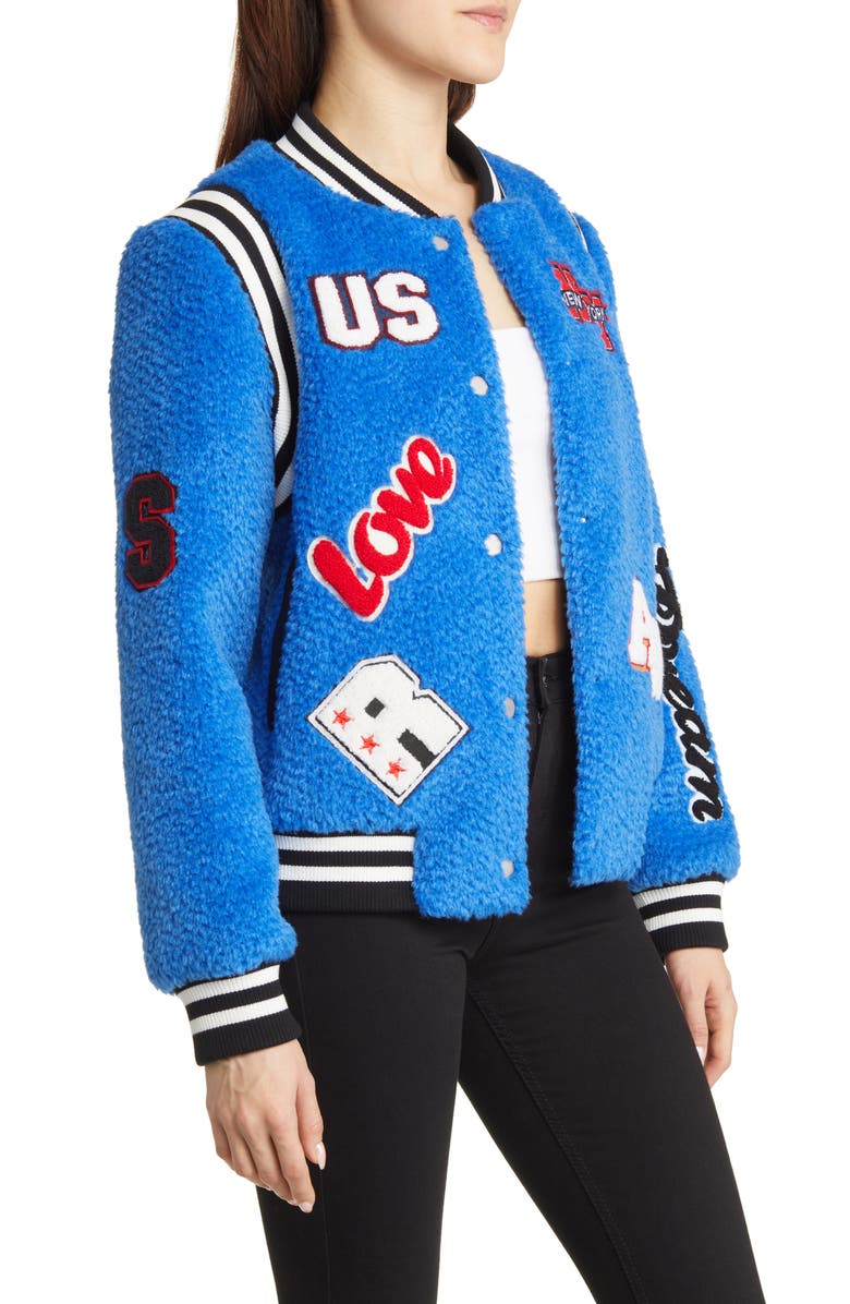 AZALEA WANG Welcome Faux Shearling Bomber Jacket, Alternate, color, 