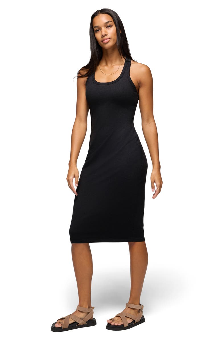 prAna Hevana Racerback Performance Midi Dress, Alternate, color, Black Heather