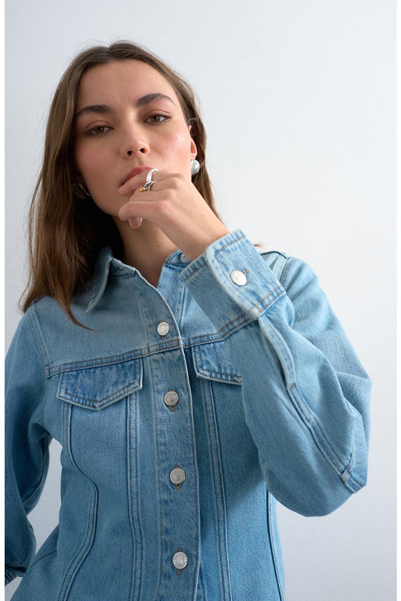 Seamed Denim Jacket, Alternate, color, LIGHT BLUE
