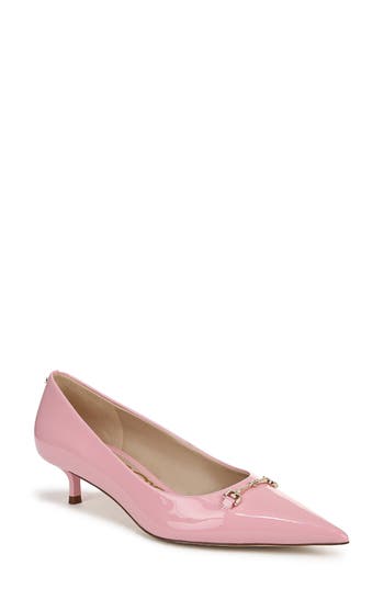 Sam Edelman Kaya Pointed Toe Kitten Heel Lolita Pink Leather