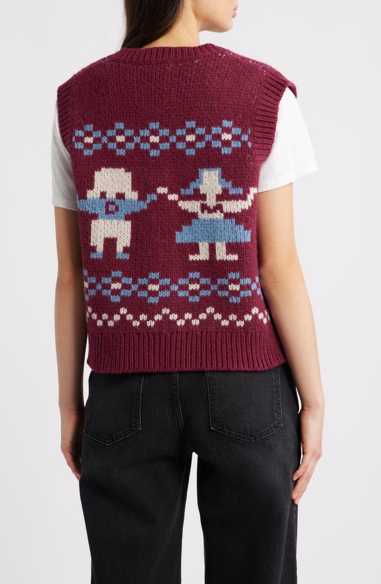 Damson Madder Sofie Wool Sweater Vest, Alternate, color, Burgundy
