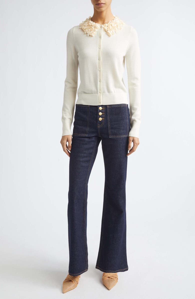 Ulla Johnson Anna Embellished Wool Cardigan, Alternate, color, Pearled Ivory