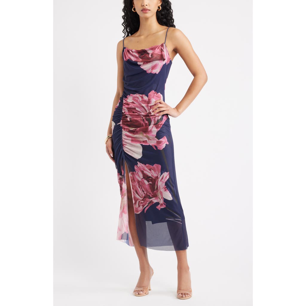 Open Edit Floral Print Mesh Maxi Dress In Multi