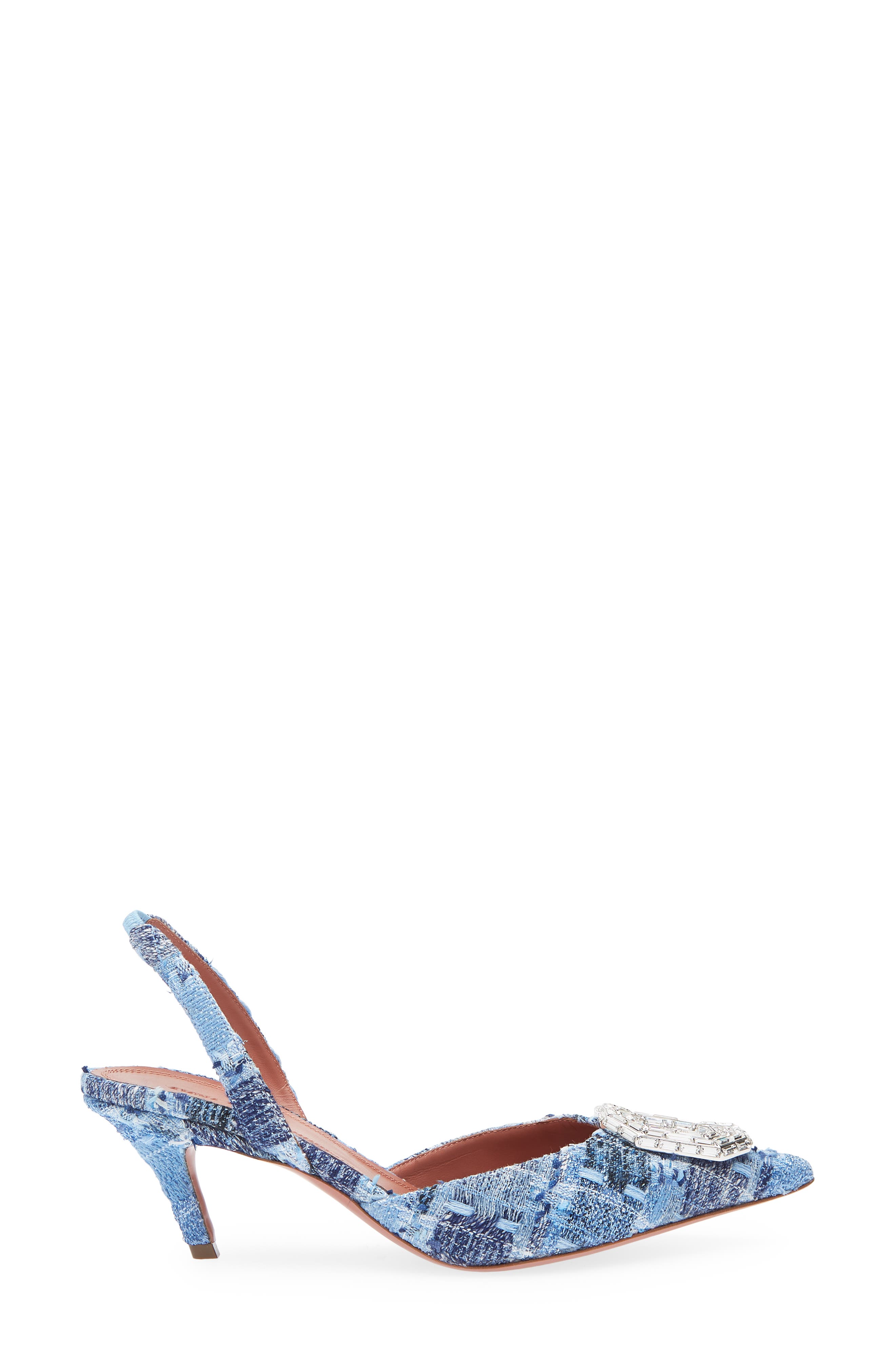 Amina Muaddi Camelia Crystal Buckle Pointed Toe Slingback Pump, Alternate, color, 