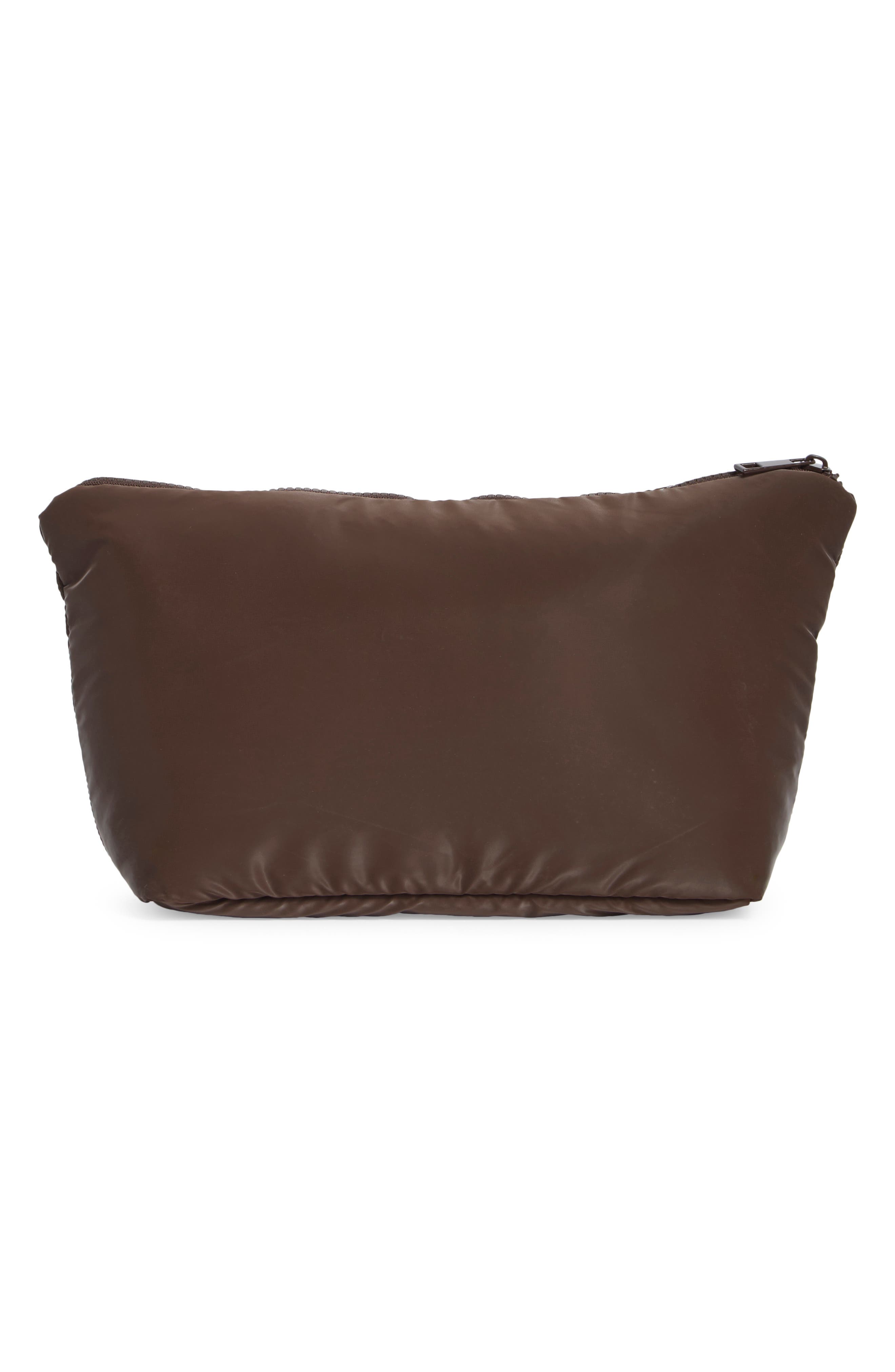 Vanity Quilted Cosmetic Pouch, Alternate, color, CHOCOLATE