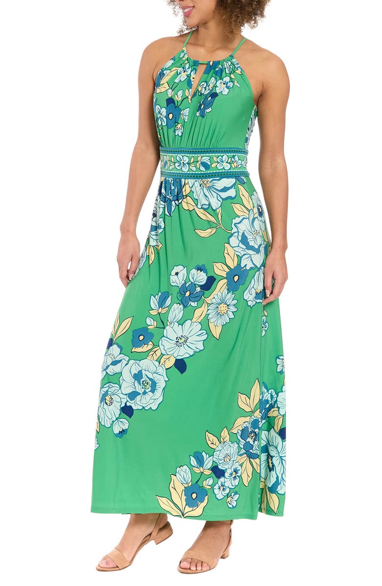 London Times Morris Floral Shift Maxi Dress, Alternate, color, Green/ Aqua