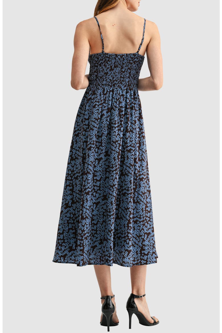 Floral Spaghetti Strap Midi Dress, Alternate, color, BROWN BLUE