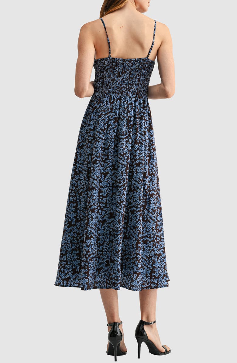 All in Favor Floral Spaghetti Strap Midi Dress, Alternate, color, Brown Blue