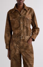 Isabel Marant Étoile Karima Faux Leather Snap-Up Shirt