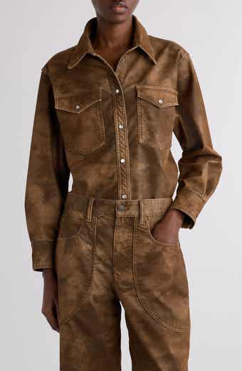 Isabel Marant Étoile Karima Faux Leather Snap-Up Shirt