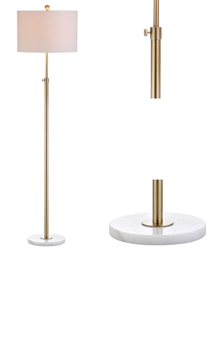 JONATHAN Y June 65" Adjustable Metal/Marble LED Floor Lamp, Alternate, color, Brass Gold/White