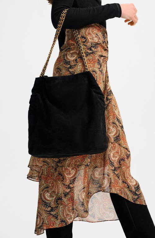 Veronica Beard Large Slouch Suede Shoulder Bag In Black