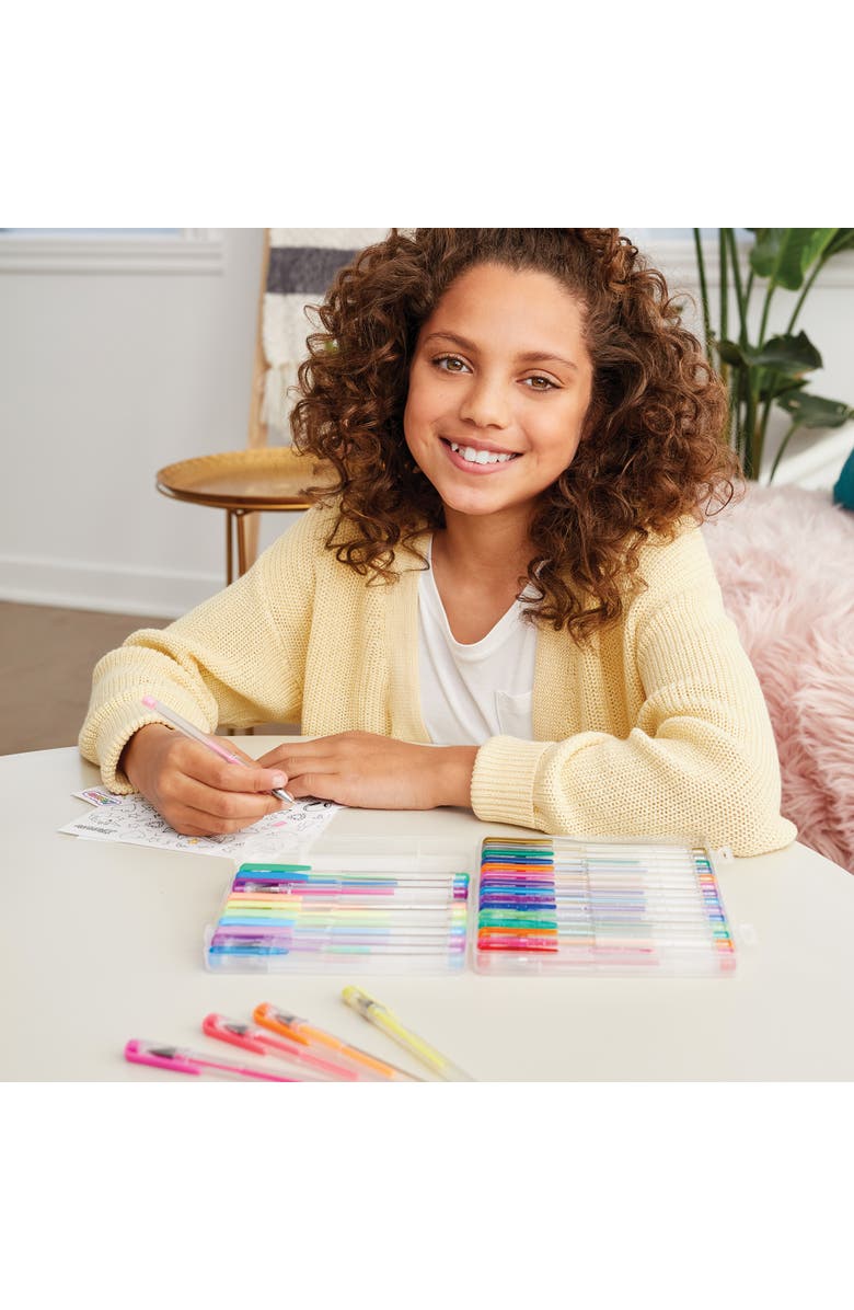 Three Cheers For Girls 30 Piece Gel Pen Set W/ 100 Colorin Stickers, Alternate, color, Multicolored