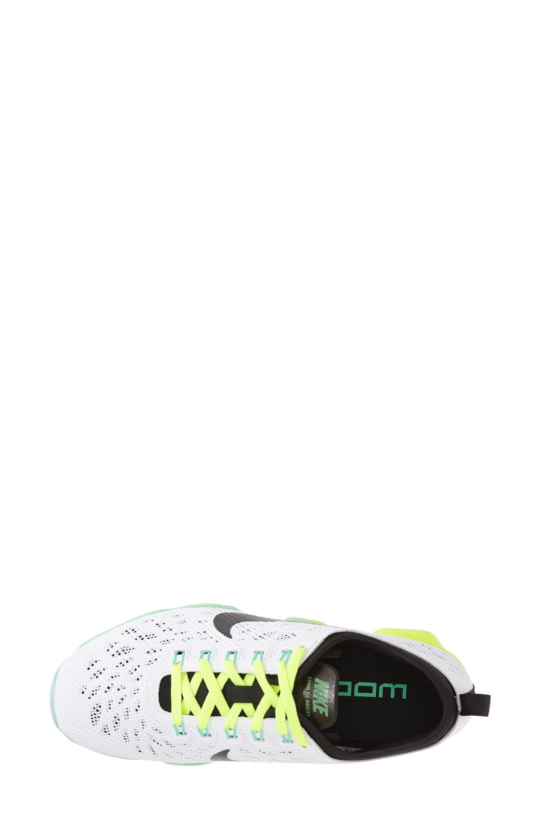 'Zoom Fit Agility' Training Shoe, Alternate, color, WHITE/ BLACK/ GREEN GLOW