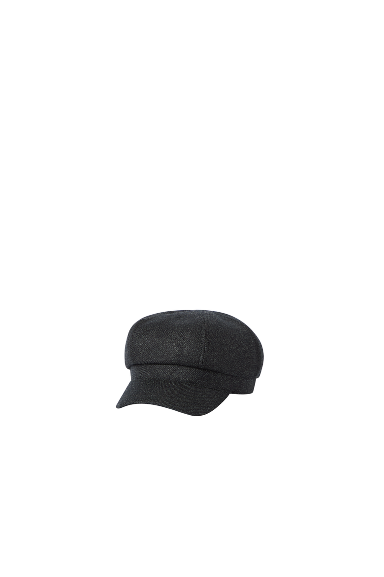 Mouliné virgin wool twill newsboy cap, Alternate, color, Anthracite
